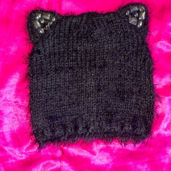Hot Topic Accessories - Hot Topic Black Jewel Kitty Hat 🖤